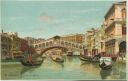 Venezia - Ponte di Rialto - Künstlerkarte signiert Menegazzi