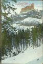 Ansichtskarte - Riesengebirge - Der Kynast vom Höllengrund im Winter
