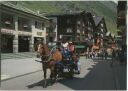 Zermatt - Dorfstraße mit Pferdekutsche - Ansichtskarte