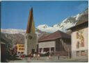 Postkarte - Saas-Fee - Dorfplatz - Kirche