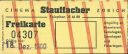 Schweiz - Zürich - Cinema Stauffacher - Freikarte - Kinokarte 1960