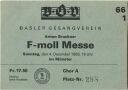 Basler Gesangverein - F-moll Messe im Münster 1966 - Eintrittskarte