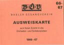 Basler Gesangverein - Ausweiskarte für Orchester- und Solistenproben 1966/67