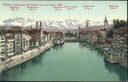 Postkarte - Zürich - Limmatquai und Schipfe gegen die Alpen
