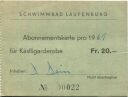 Schwimmbad Laufenburg - Abonnentenkarte 1961 für Kästligarderobe