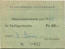 Schwimmbad Laufenburg - Abonnentenkarte 1961 für Kästligarderobe
