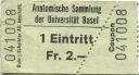 Anatomische Sammlung der Universität Basel - Eintrittskarte