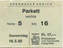 Opernhaus Zürich - Eintrittskarte 1985