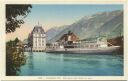 Postkarte - Interlaken-Ost - Die Aare - Hotel du Lac und Dampfschiff Lötschberg