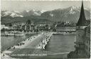 Luzern - Seebrücke und Bahnhof mit den Alpen - Foto-AK