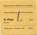 Möriken-Wildegg - Männerchor - Theater-Aufführung Der Bettelstudent - Eintrittskarte 1961