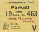 Schauspielhaus Zürich 1962 - Eintrittskarte