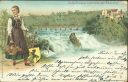 Ansichtskarte - Schweiz - Kanton Schaffhausen - Schaffhausermädchen am Rheinfall