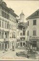 Ansichtskarte - Schaffhausen - Tellbrunnen mit Munot 1912