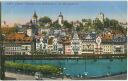Ansichtskarte - Luzern - Kapellbrücke Rathausquai und Museggtürme