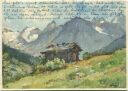 Postkarte - Klosters mit Silvretta - Künstlerkarte - Edition Stehli