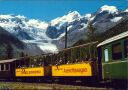 Postkarte - Aussichtswagen der Rhätischen Bahn mit Berninagruppe