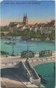 Postkarte - Basel - Mittlere Rheinbrücke und Münster - Strassenbahn