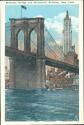 Postkarte - New York - Brooklyn Bridge and Woolworth Building